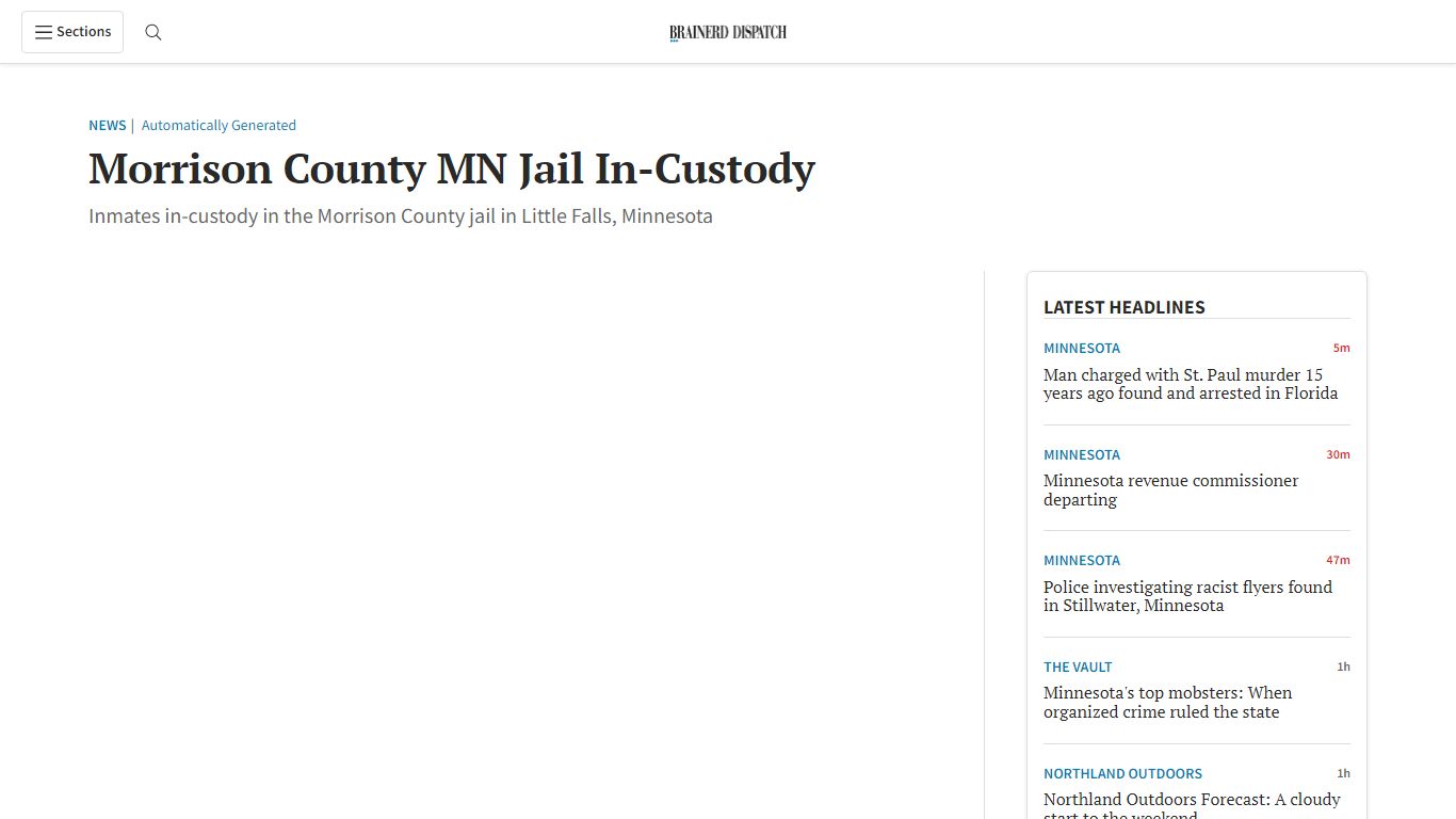 Morrison County MN Jail In-Custody - Brainerd Dispatch